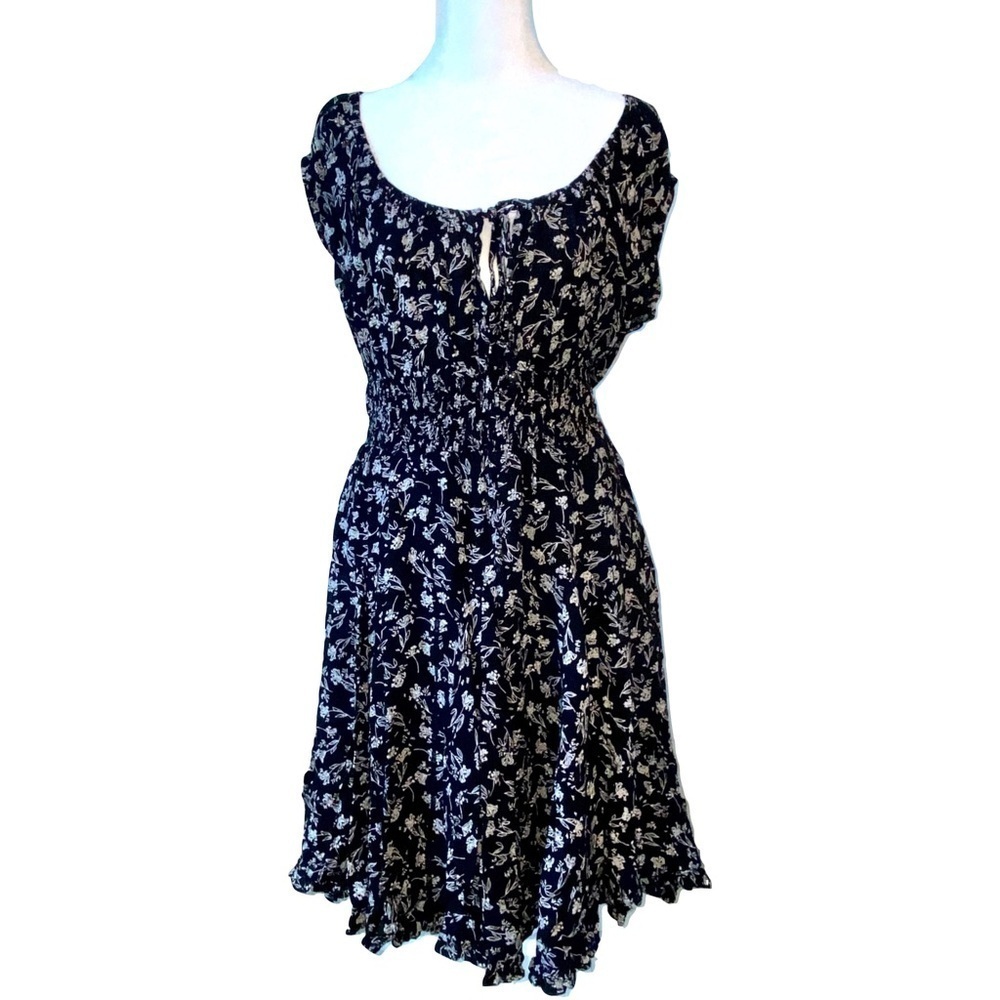 NOSTALGIA Black Off the Shoulder, Peasant Top Dress